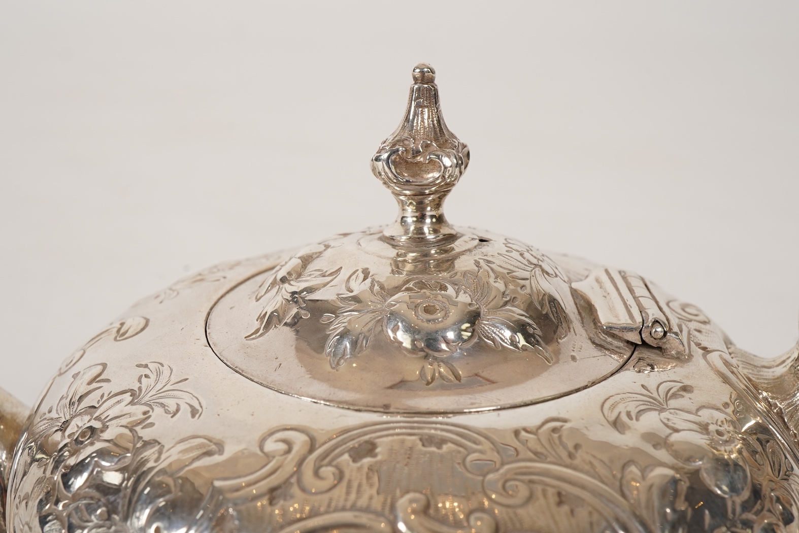 A George II provincial silver bachelor's tea pot, by Micon Melvn?